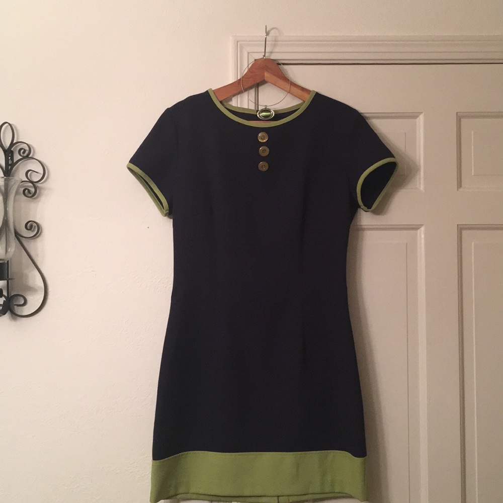 Wrapper Navy & Lime Green Short Dress